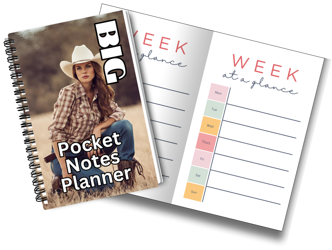 Big Pocket Notes Planner Cowgirl-1 Week at a Glance 6 x 9 Inches