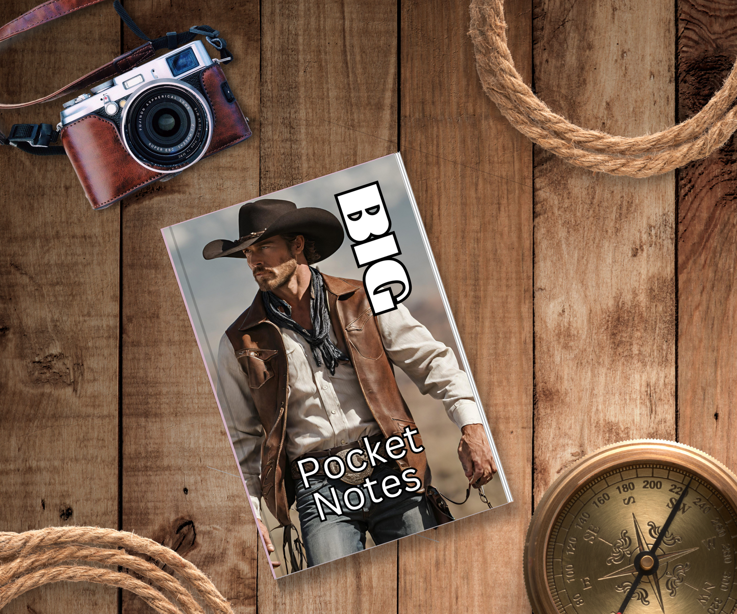 BIG Pocket Notes Notebook-Pocket Journal - 6 x 9 Inches - Cowboy-1 Cover - Lined Memo Notebook