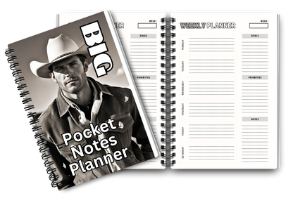 Big Pocket Notes Planner Cowboy-2 Weekly- Cream Interior 6 x 9 Inches