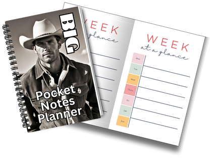 Big Pocket Notes Planner Cowboy-2 Week at a Glance 6 x 9 Inches