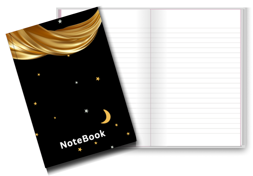 BIG Pocket Notes Notebook-Journal - 6 x 9 Inches - Gold Swag Cover - Lined Memo Pages