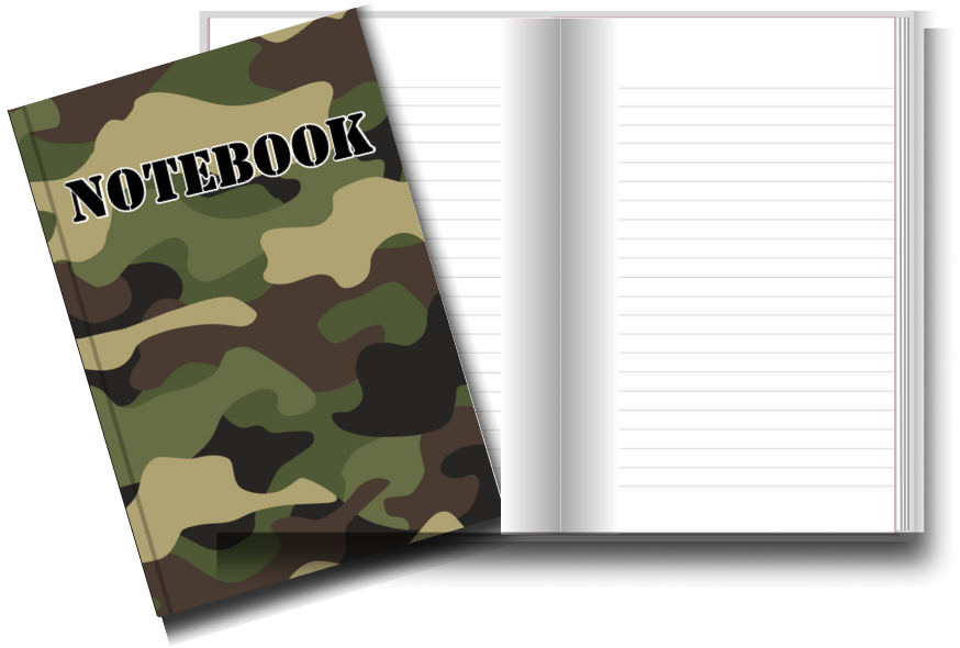 BIG Pocket Notes Notebook-Journal - 6 x 9 Inches - Camo Cover - Lined Memo Pages