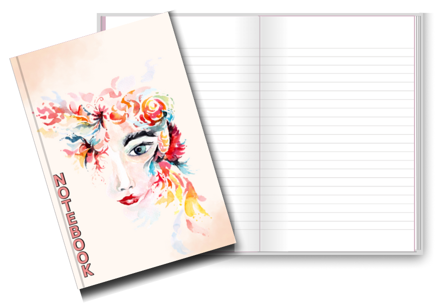 BIG Pocket Notes Notebook-Journal - 6 x 9 Inches - Flower Face Cover - Lined Memo Pages