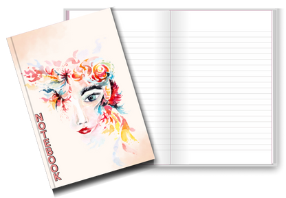 BIG Pocket Notes Notebook-Journal - 6 x 9 Inches - Flower Face Cover - Lined Memo Pages