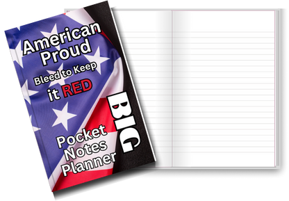 BIG Pocket Notes Notebook-Pocket Journal - 6 x 9 Inches - American Flag Cover - Lined Memo Notebook