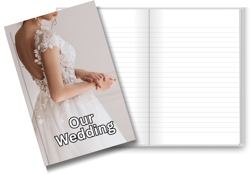 BIG Pocket Notes Notebook-Pocket Journal - 6 x 9 Inches - Our Wedding Cover - Lined Memo Notebook