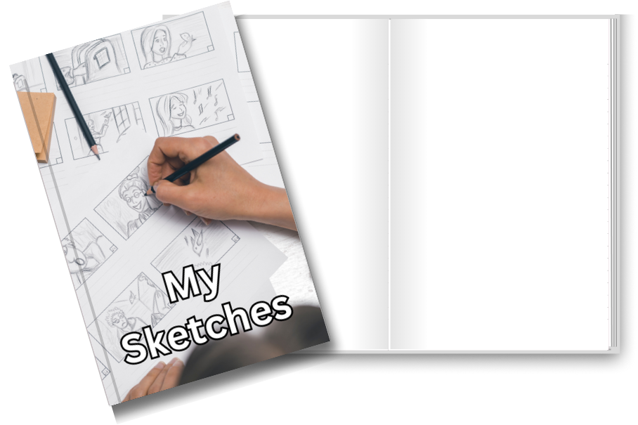 BIG Pocket Notes Notebook-Pocket Journal - 6 x 9 Inches - My Sketches Cover - Blank Pages Notebook