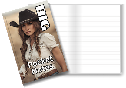 BIG Pocket Notes Notebook-Pocket Journal - 6 x 9 Inches - Cowgirl-2 Cover - Lined Memo Notebook