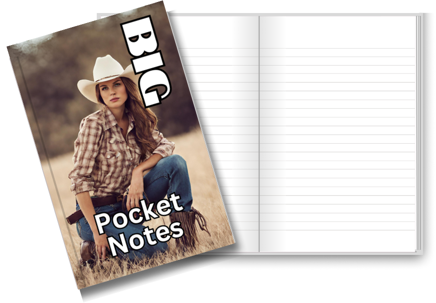 BIG Pocket Notes Notebook-Pocket Journal - 6 x 9 Inches - Cowgirl-1 Cover - Lined Memo Notebook