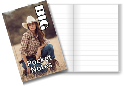 BIG Pocket Notes Notebook-Pocket Journal - 6 x 9 Inches - Cowgirl-1 Cover - Lined Memo Notebook