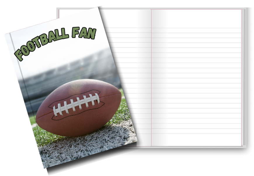 BIG Pocket Notes Notebook-Journal - 6 x 9 Inches - Football Cover - Lined Memo Pages