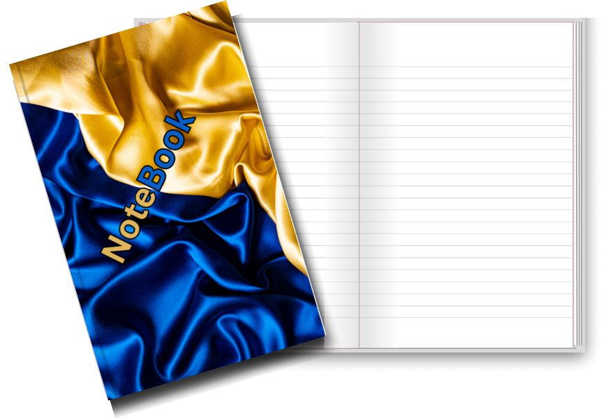 BIG Pocket Notes Notebook-Journal - 6 x 9 Inches - Blue and Gold Cover - Lined Memo Pages