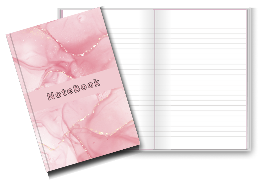 BIG Pocket Notes Notebook-Journal - 6 x 9 Inches - Pink Marble Cover - Lined Memo Pages