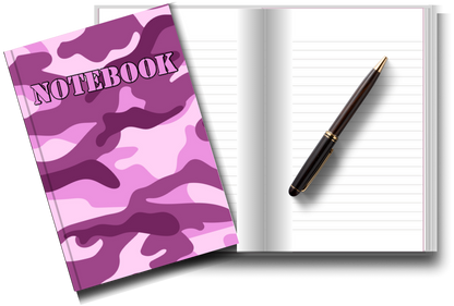 BIG Pocket Notes Notebook-Journal - 6 x 9 Inches - Camo Pink Cover - Lined Memo Pages