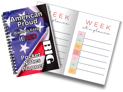 Big Pocket Notes Planner American Flag Week at a Glance 6 x 9 Inches