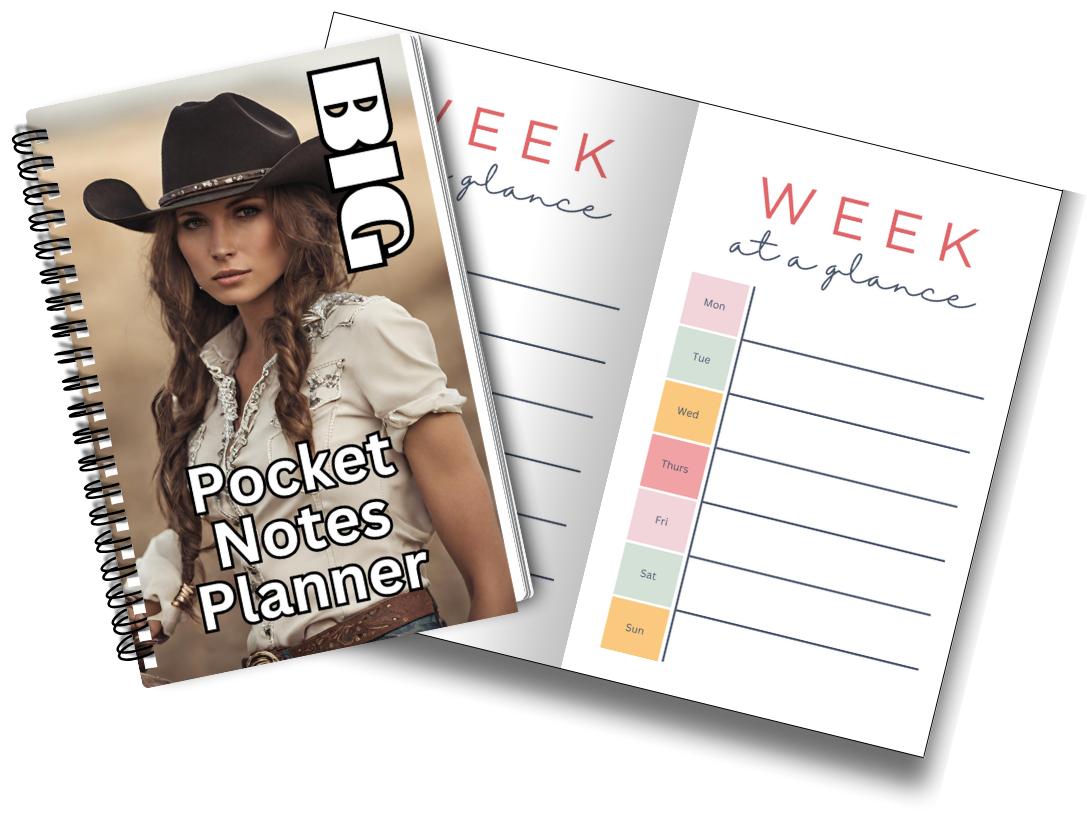Big Pocket Notes Planner Cowgirl-2 Week at a Glance 6 x 9 Inches