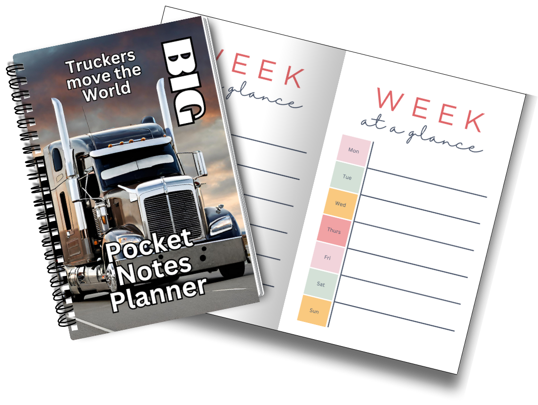 Big Pocket Notes Planner Trucker Week at a Glance 6 x 9 Inches