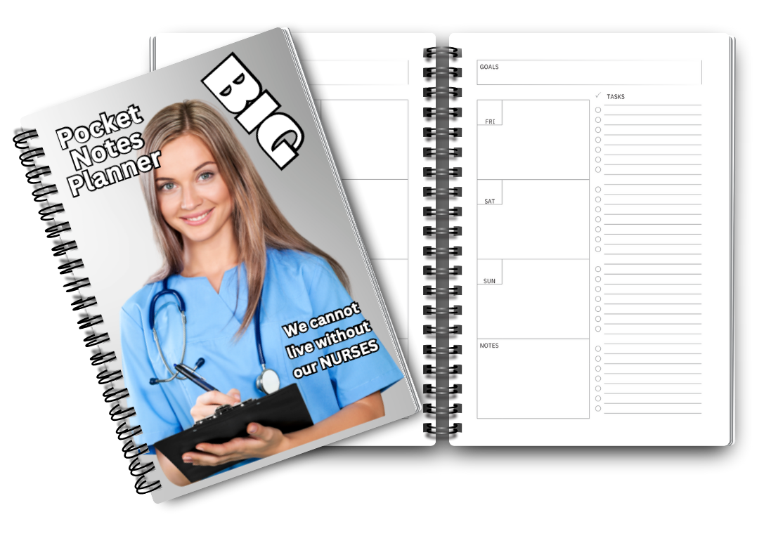 Big Pocket Notes Planner Nurse Weekly-White Interior 6 x 9 Inches