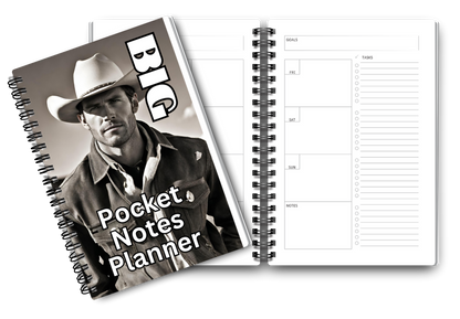 Big Pocket Notes Planner Cowboy-2 Weekly- White Interior 6 x 9 Inches