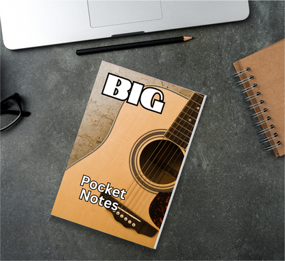 BIG Pocket Notes Notebook-Pocket Journal - 6 x 9 Inches - Guitar Cover - Lined Memo Notebook