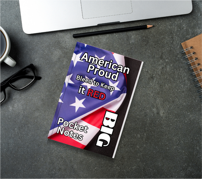 BIG Pocket Notes Notebook-Pocket Journal - 6 x 9 Inches - American Flag Cover - Lined Memo Notebook