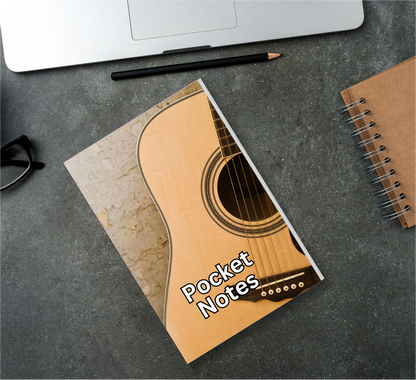 Pocket Notes Notebook-Pocket Journal - 4.25” x 6.875” - Guitar Cover - Lined Memo Notebook