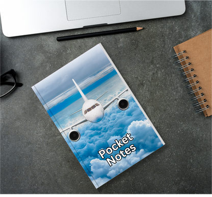 Pocket Notes Notebook-Pocket Journal - 4.25” x 6.875” - Airplane Cover - Lined Memo Notebook