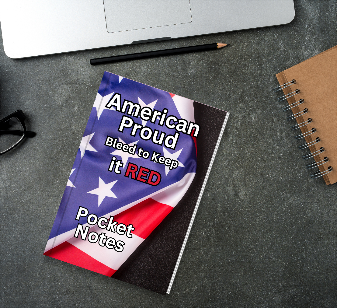 Pocket Notes Notebook-Pocket Journal - 4.25” x 6.875” - American Flag Cover - Lined Memo Notebook