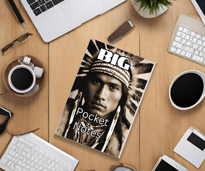 BIG Pocket Notes Notebook-Pocket Journal - 6 x 9 Inches - Indian Man-1 Cover - Lined Memo Notebook