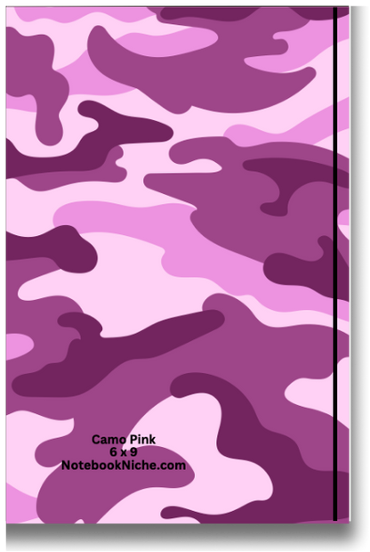 BIG Pocket Notes Notebook-Journal - 6 x 9 Inches - Camo Pink Cover - Lined Memo Pages