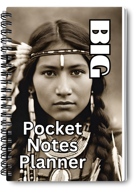 Big Pocket Notes Planner American Indian Woman-7 Weekly Cream Color 6 x 9 Inches