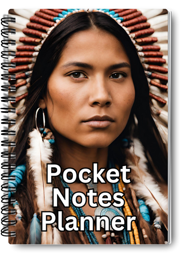 Big Pocket Notes Planner Native American Indian Woman-4 Cream Color Interior 6 x 9 Inches