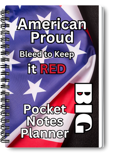 Big Pocket Notes Planner American Flag Weekly-Cream Interior 6 x 9 Inches