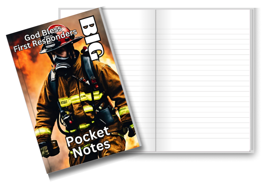 BIG Pocket Notes Notebook-Pocket Journal - 6 x 9 Inches - Fireman Cover - Lined Memo Notebook