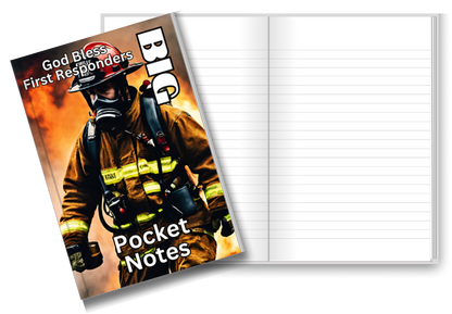 BIG Pocket Notes Notebook-Pocket Journal - 6 x 9 Inches - Fireman Cover - Lined Memo Notebook