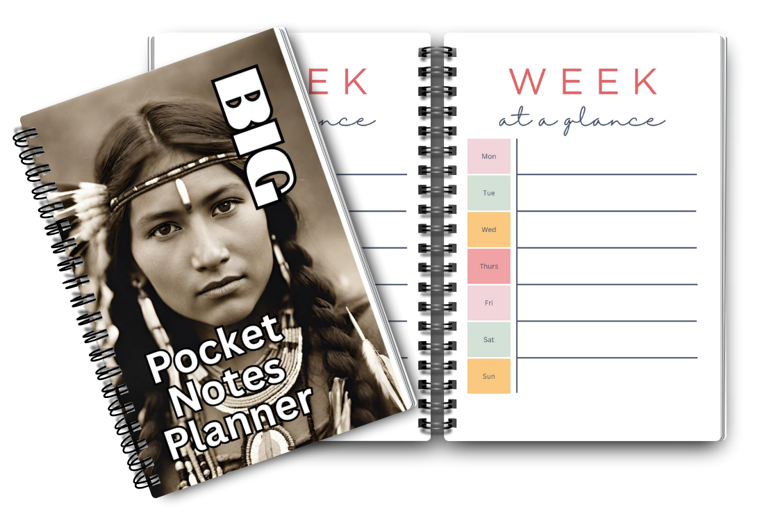 Big Pocket Notes Planner American Indian Woman-7 Week at a Glance 6 x 9 Inches