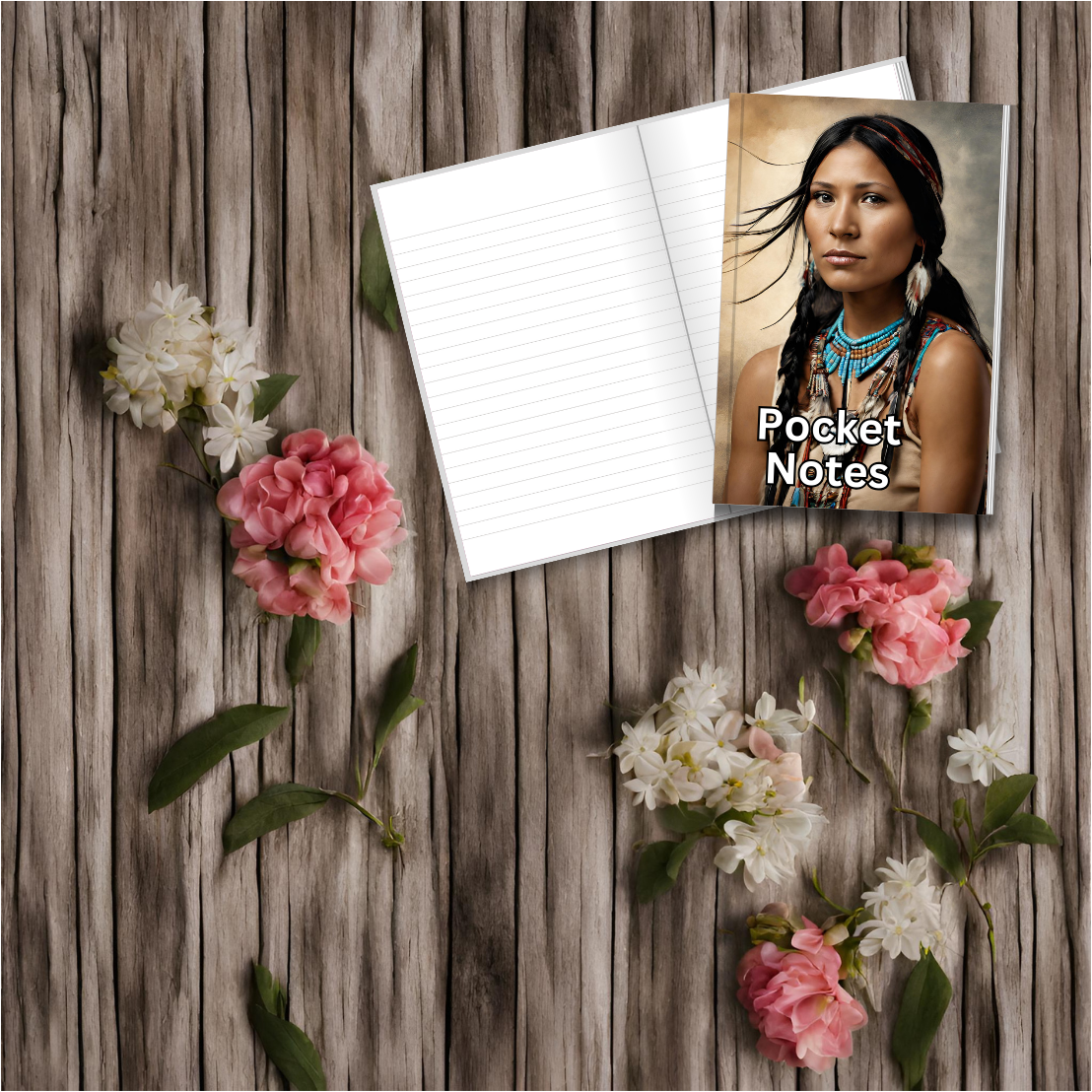 Pocket Notes Notebook/Pocket Journal - 4.25” x 6.875” - Indian Woman-2 Cover - Lined Memo Book